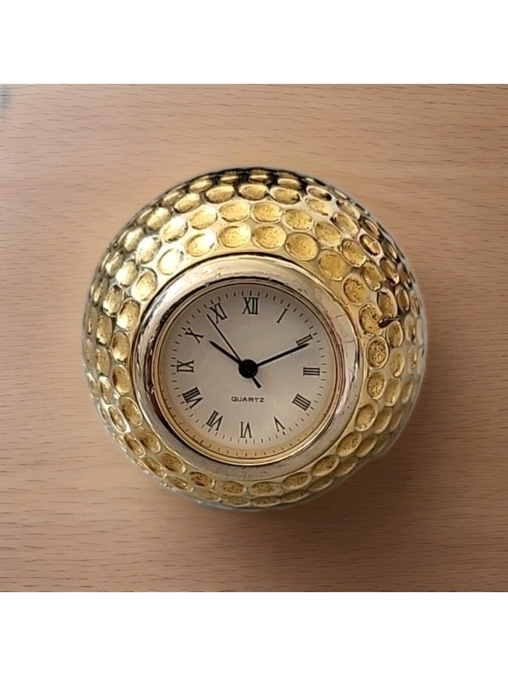 Vintage Gold Golf Ball Clock Quartz Novelty Desk Clock Working New Battery R28